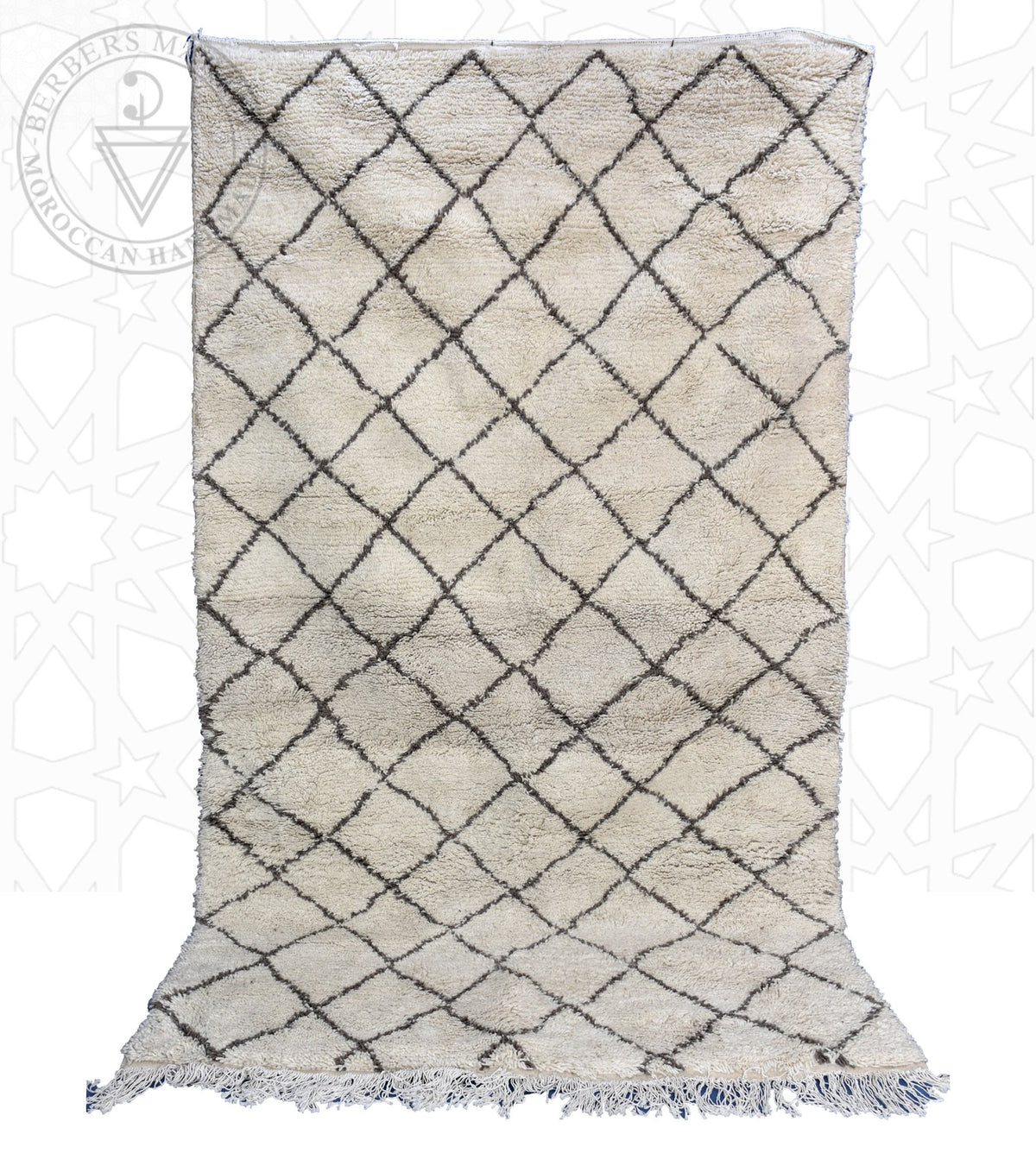 Beni ourain shag Moroccan rug - 6.2 x 10.2 ft / 190 x 310 cm - Berbers Market