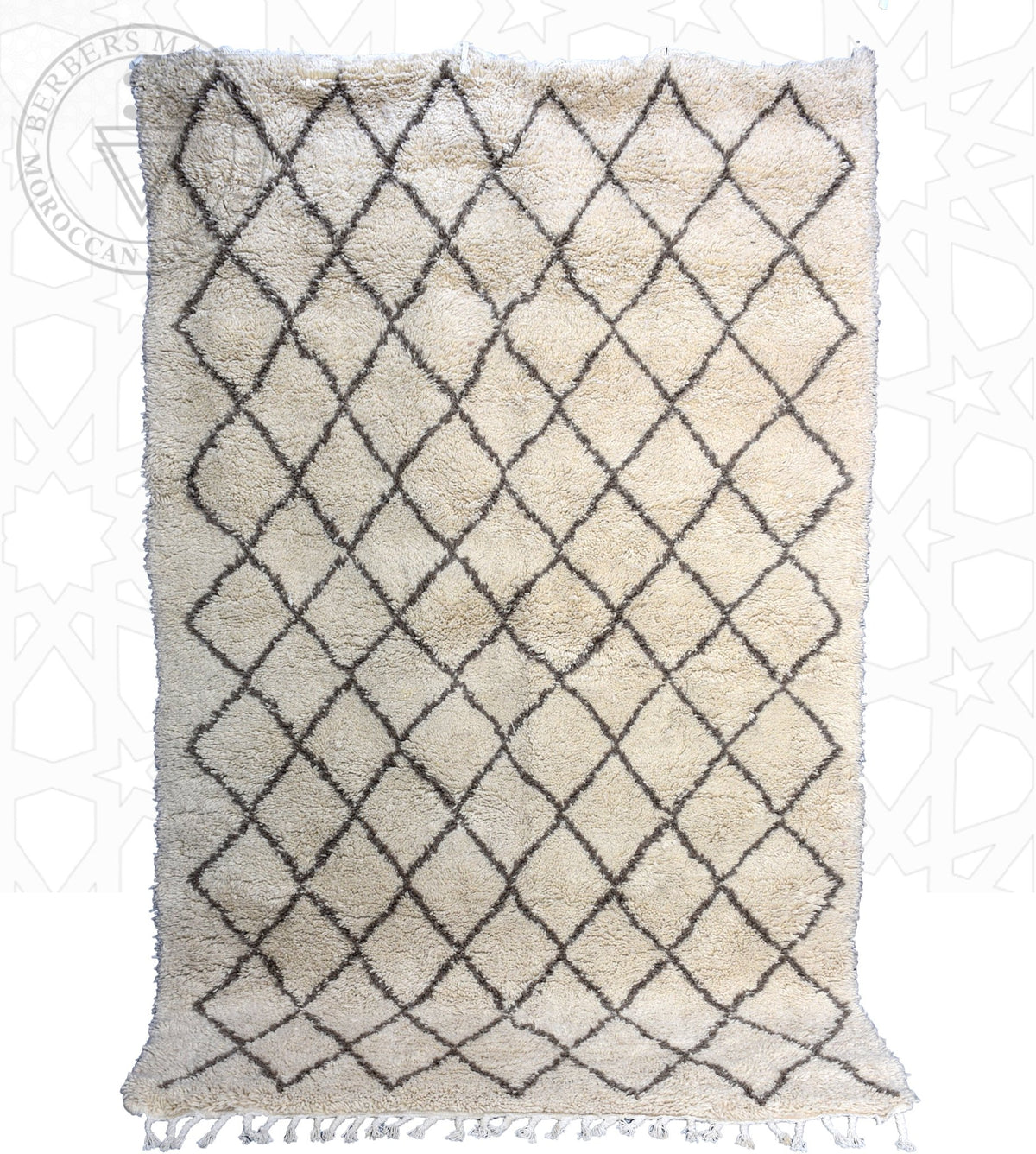 Beni ourain shag Moroccan rug - 6.3 x 9.4 ft / 190 x 285 cm - Berbers Market