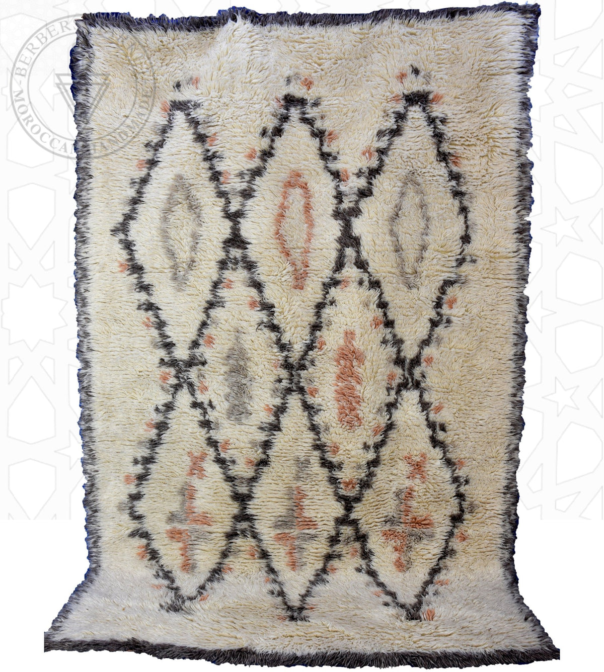 Beni ourain shag Moroccan rug - 6.3 x 9.5 ft / 190 x 290 cm - Berbers Market