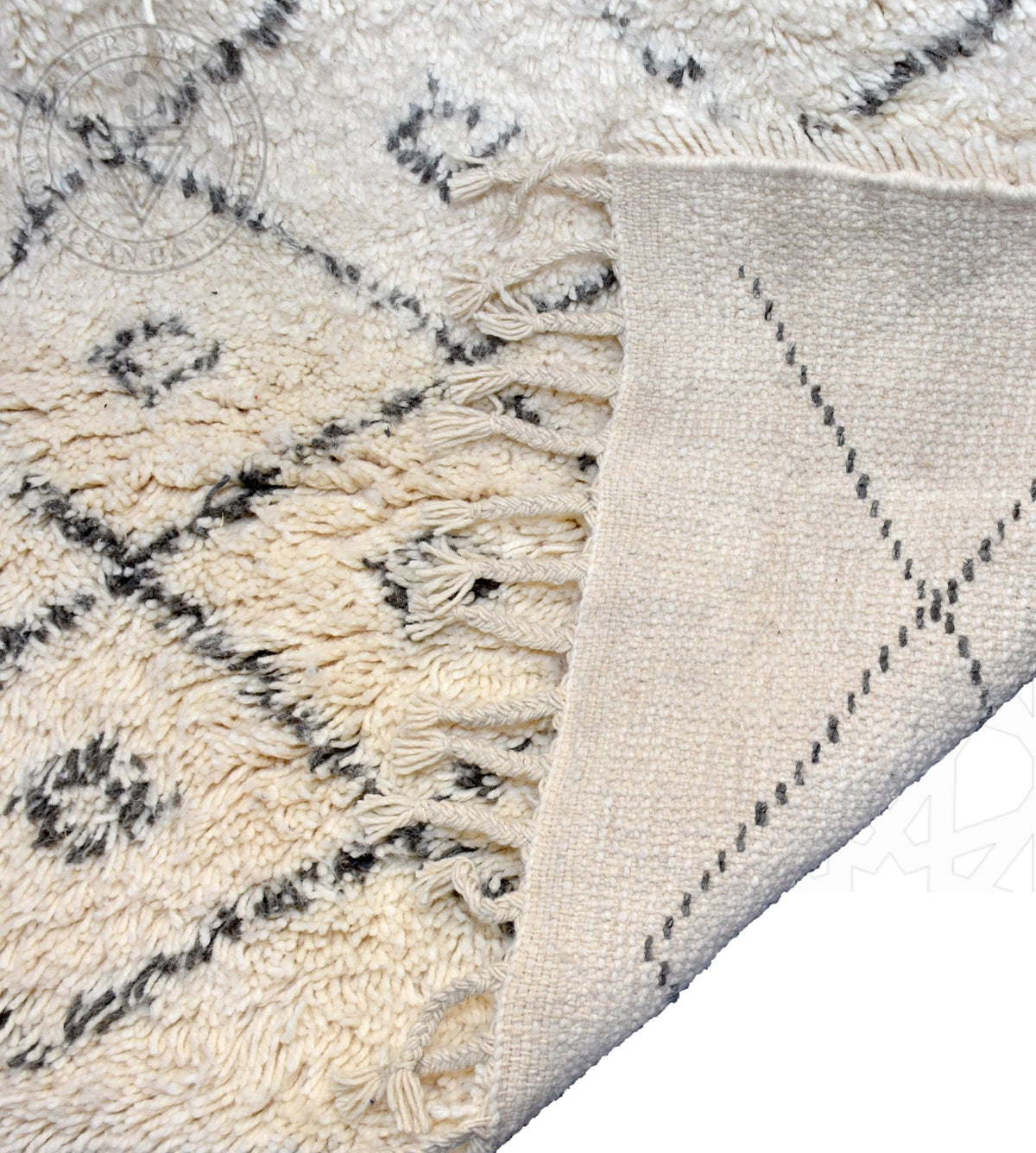 Beni ourain shag Moroccan rug - 6.3 x 9.7 ft / 190 x 295 cm - Berbers Market