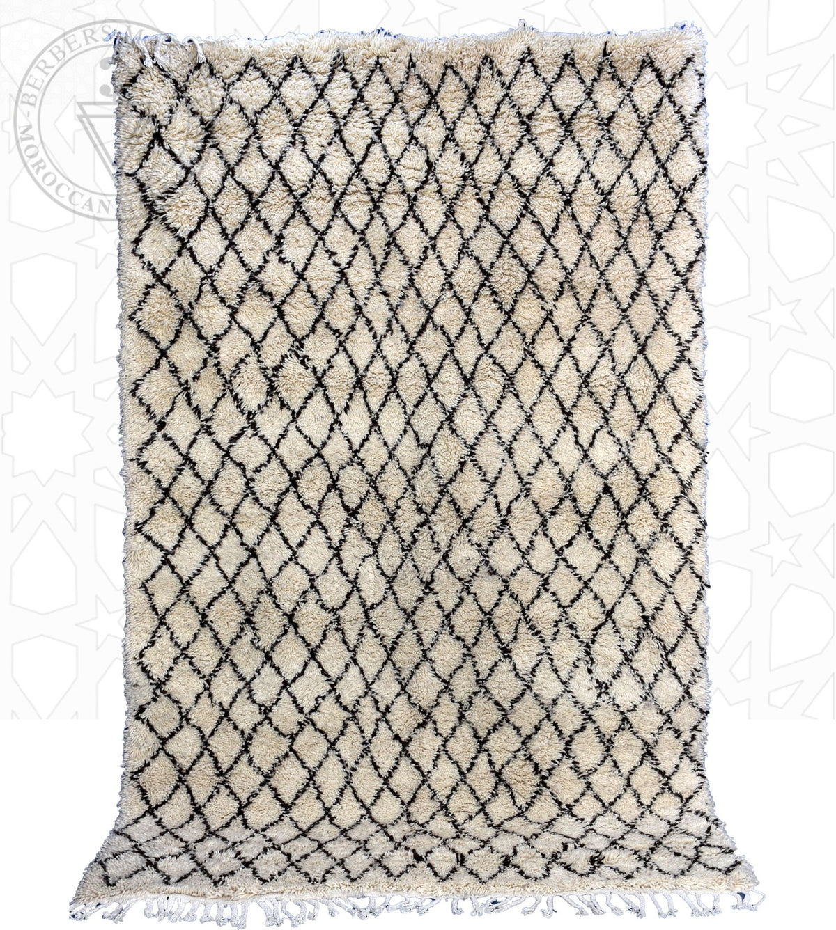 Beni ourain shag Moroccan rug - 6.4 x 9.2 ft / 195 x 280 cm - Berbers Market