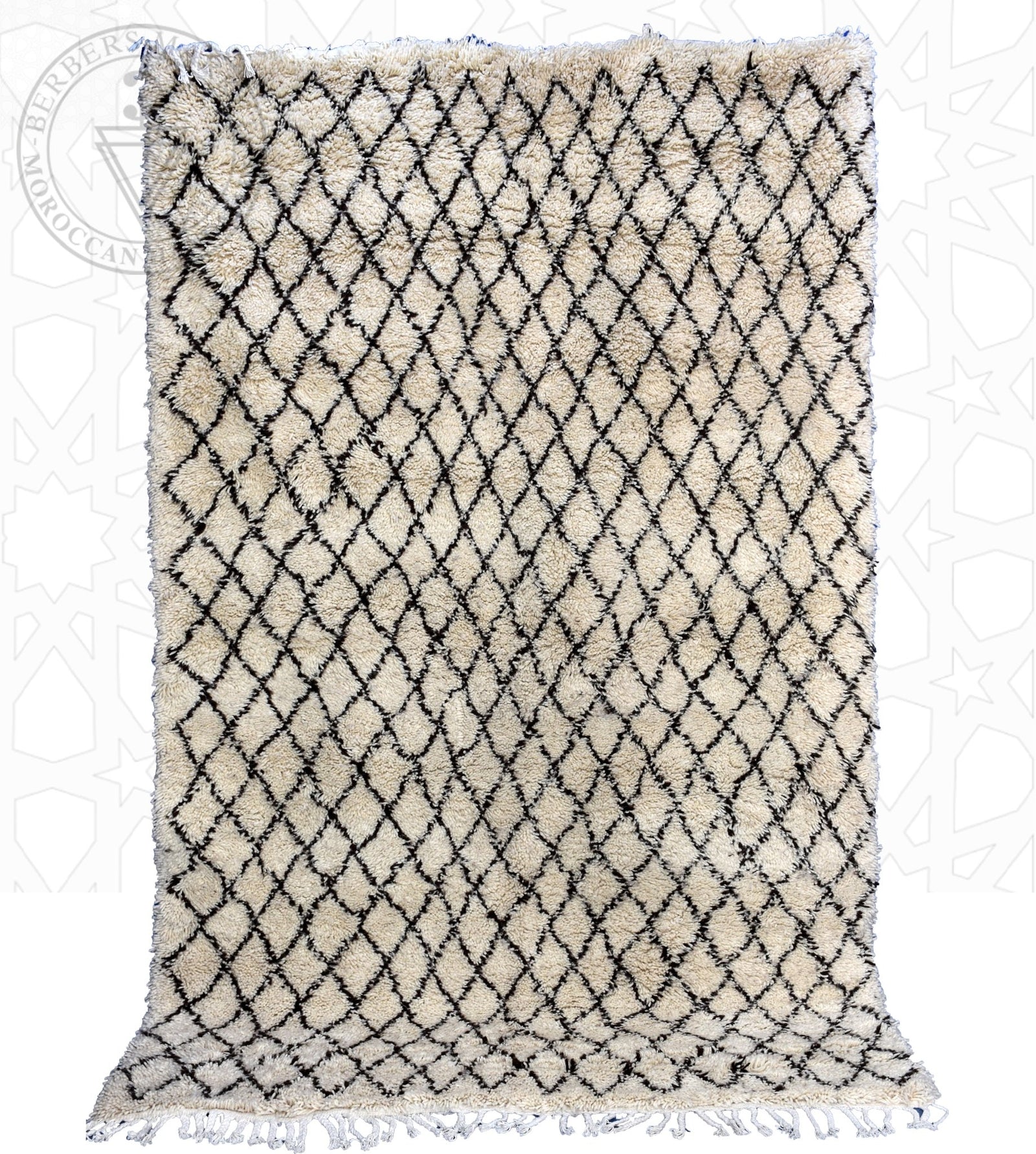 Beni ourain shag Moroccan rug - 6.4 x 9.2 ft / 195 x 280 cm - Berbers Market