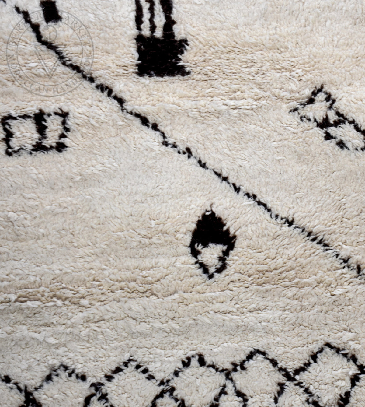 Beni ourain shag Moroccan rug - 6.4 x 9.4 ft / 195 x 285 cm - Berbers Market