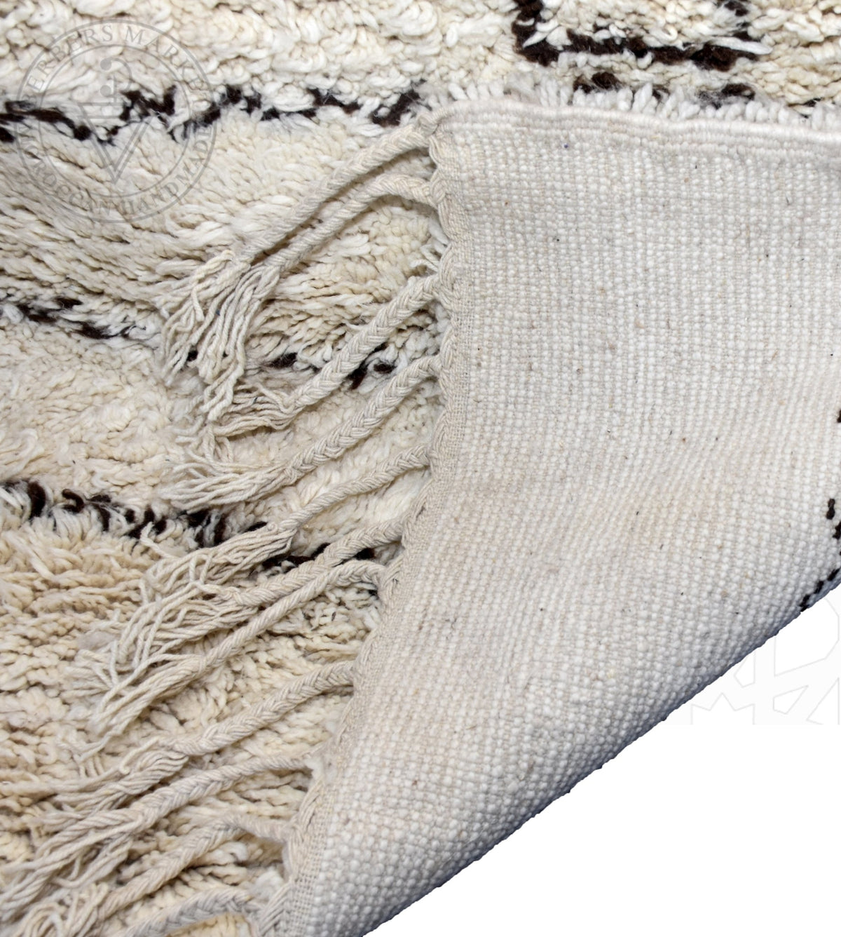 Beni ourain shag Moroccan rug - 6.4 x 9.4 ft / 195 x 285 cm - Berbers Market