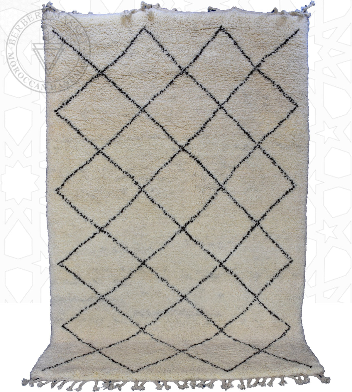 Beni ourain shag Moroccan rug - 6.4 x 9.4 ft / 195 x 285 cm - Berbers Market