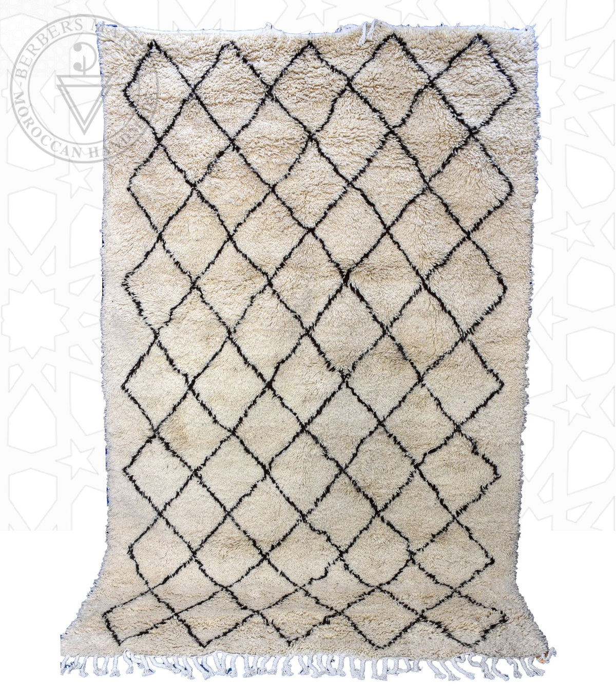 Beni ourain shag Moroccan rug - 6.4 x 9.5 ft / 195 x 290 cm - Berbers Market