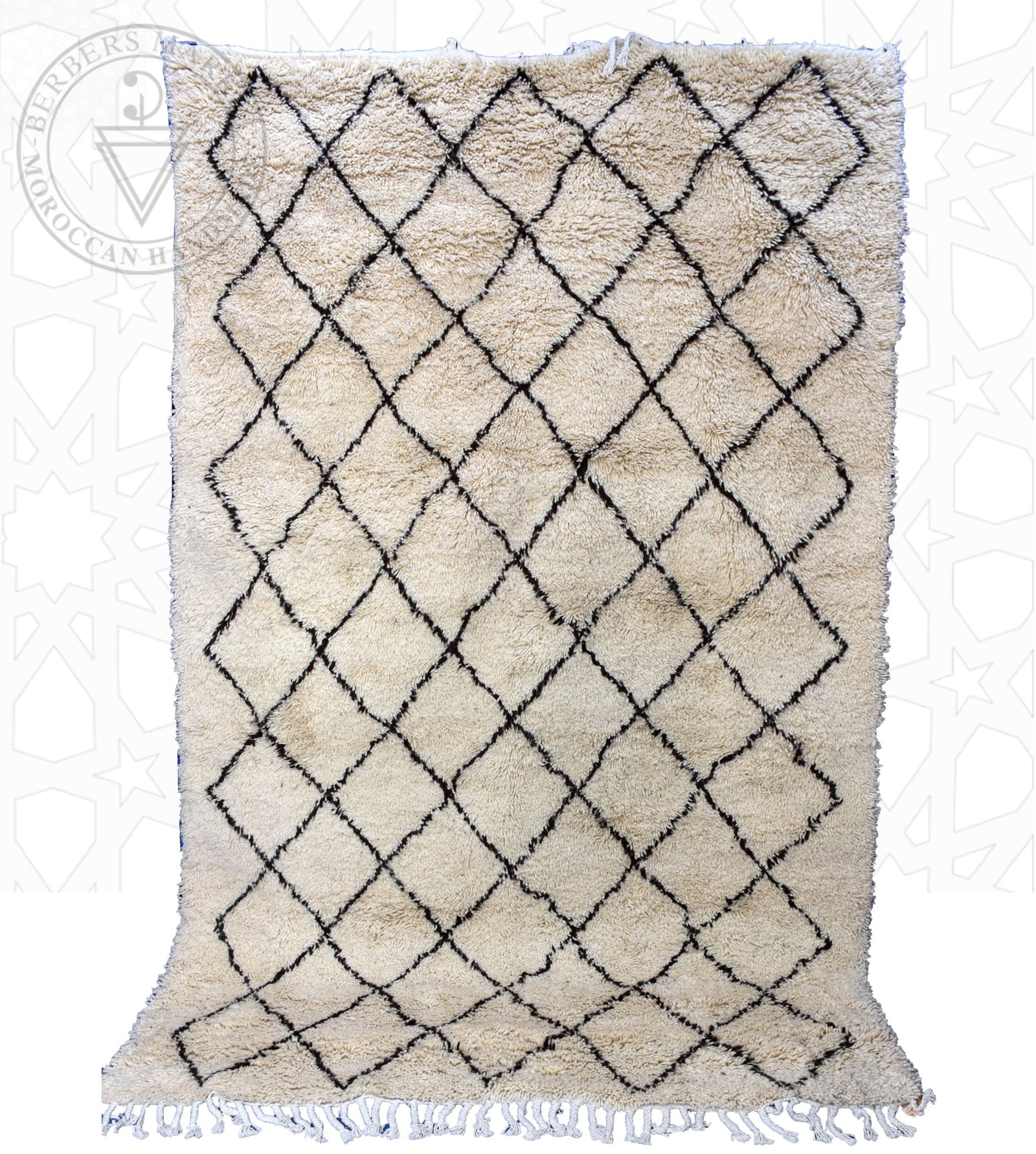 Beni ourain shag Moroccan rug - 6.4 x 9.5 ft / 195 x 290 cm - Berbers Market