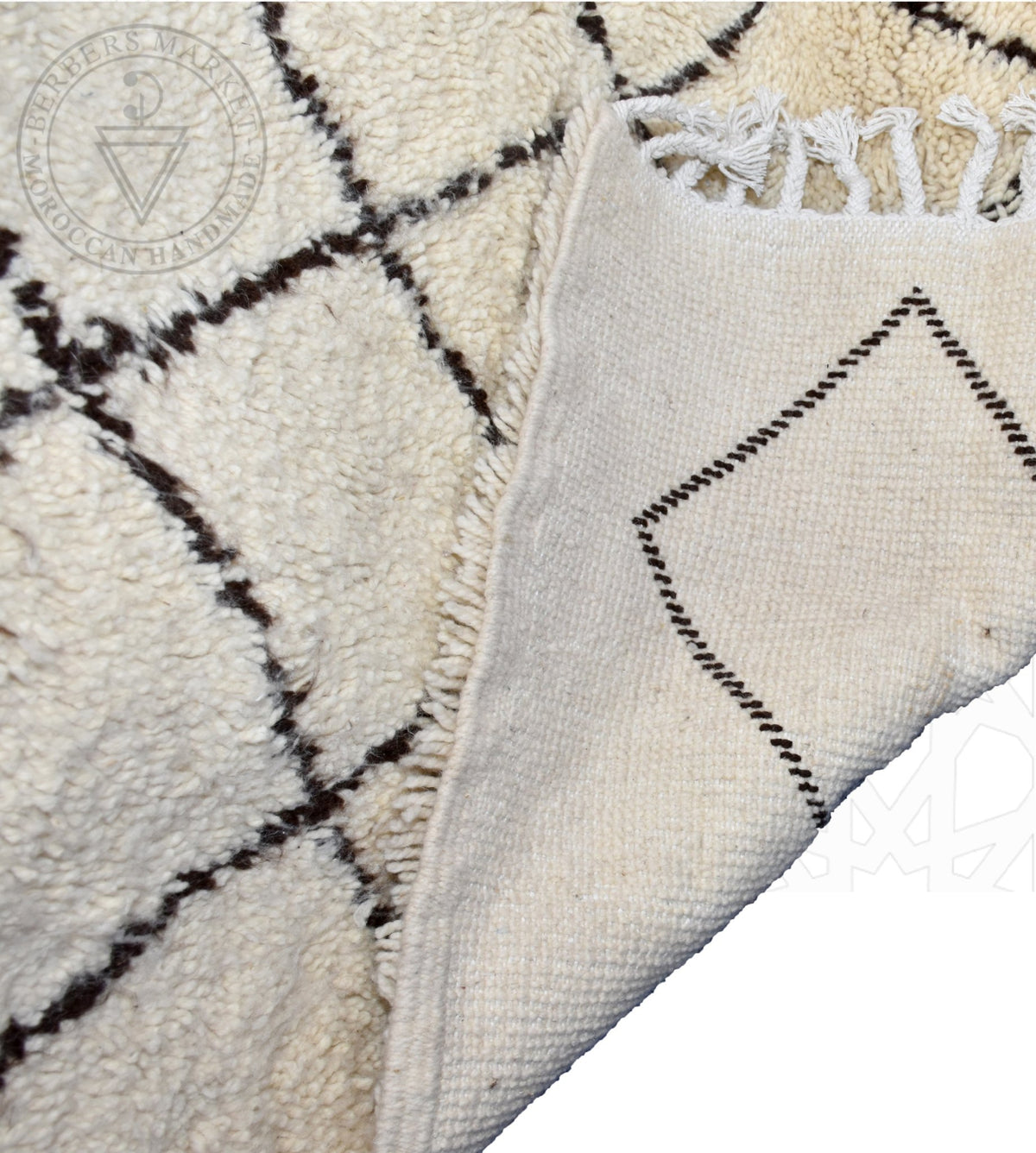 Beni ourain shag Moroccan rug - 6.4 x 9.5 ft / 195 x 290 cm - Berbers Market