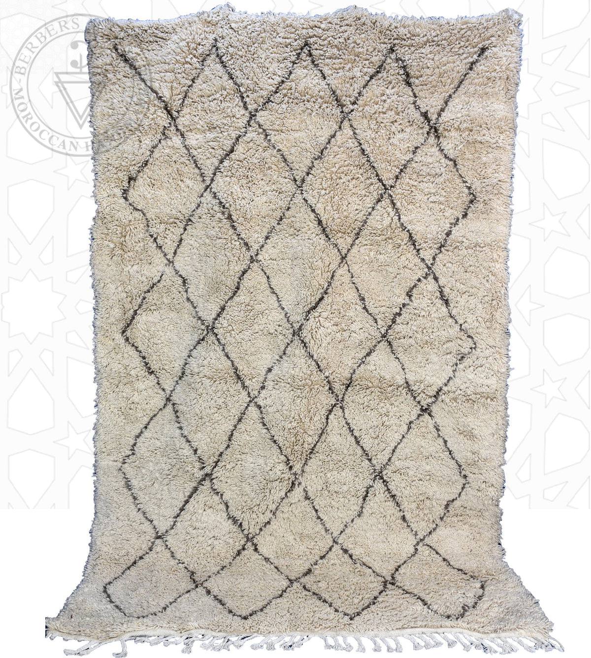 Beni ourain shag Moroccan rug - 6.4 x 9.6 ft / 195 x 290 cm - Berbers Market