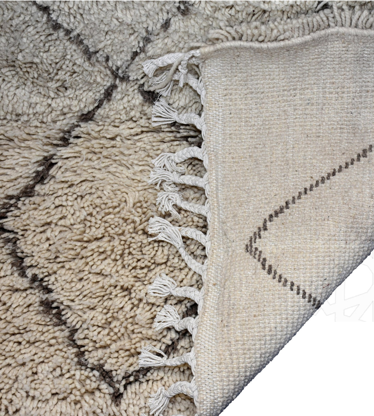 Beni ourain shag Moroccan rug - 6.4 x 9.6 ft / 195 x 290 cm - Berbers Market