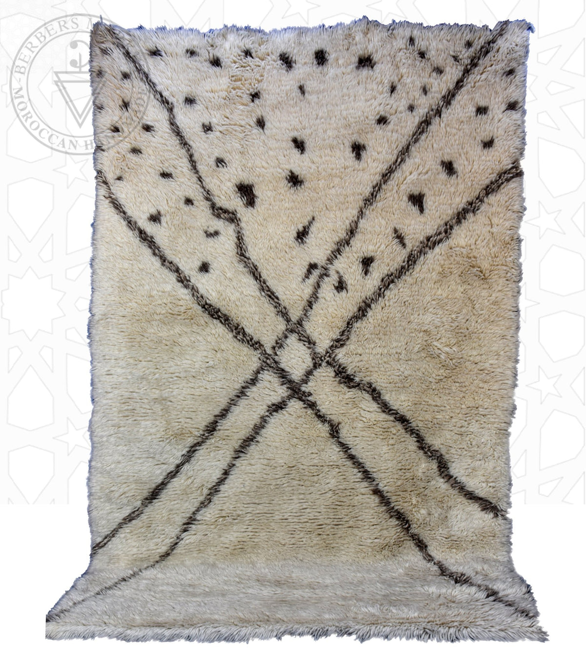 Beni ourain shag Moroccan rug - 6.4 x 9.7 ft / 195 x 295 cm - Berbers Market