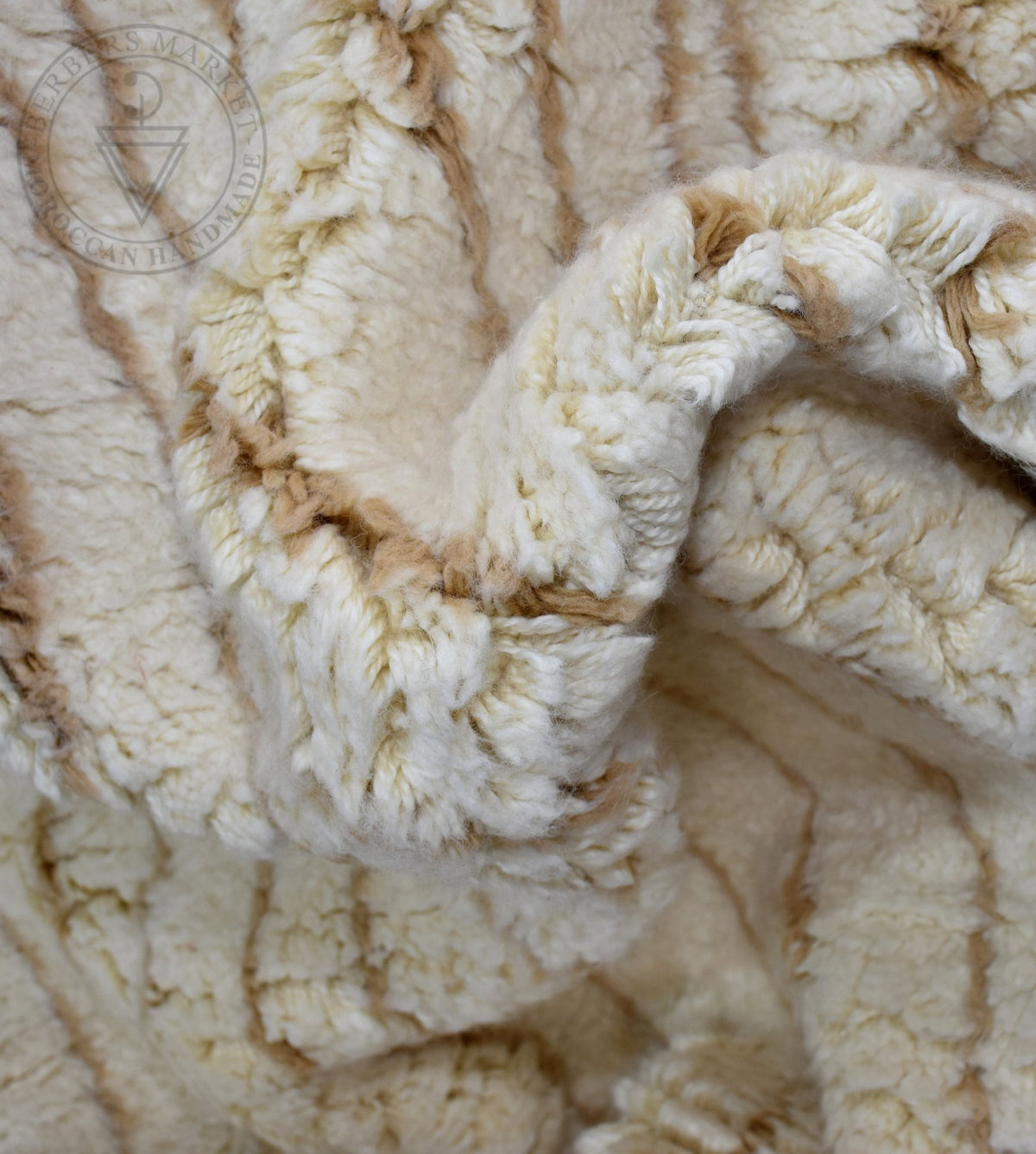 Beni ourain shag Moroccan rug - 6.4 x 9.7 ft / 195 x 295 cm - Berbers Market