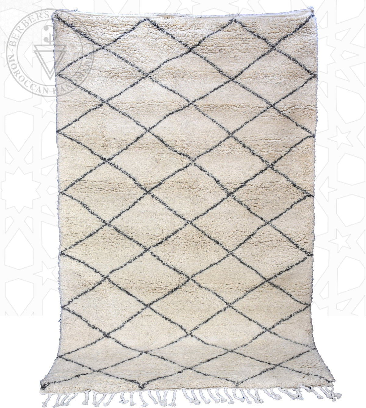 Beni ourain shag Moroccan rug - 6.4 x 9.9 ft / 195 x 300 cm - Berbers Market