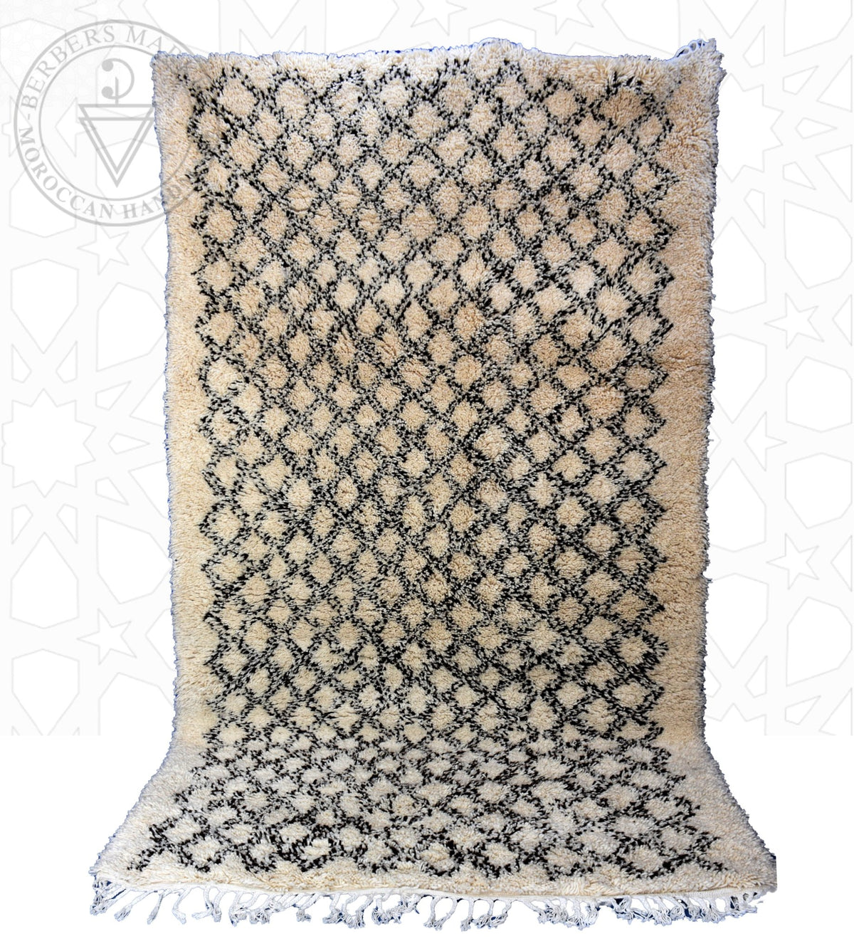 Beni ourain shag Moroccan rug - 6.57 x 10.67 ft / 200 x 325 cm - Berbers Market