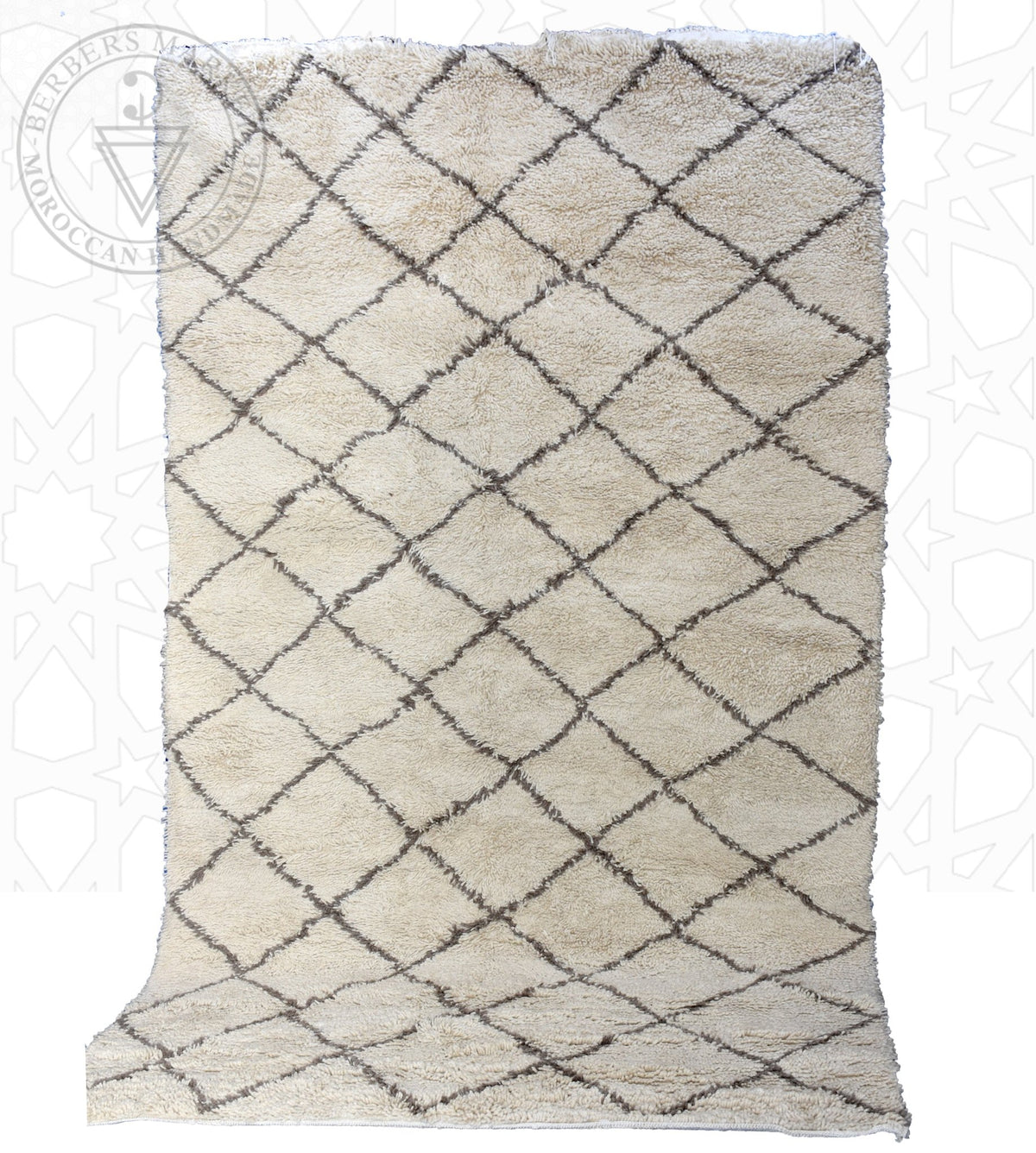 Beni ourain shag Moroccan rug - 6.6 x 10 ft / 200 x 305 cm - Berbers Market