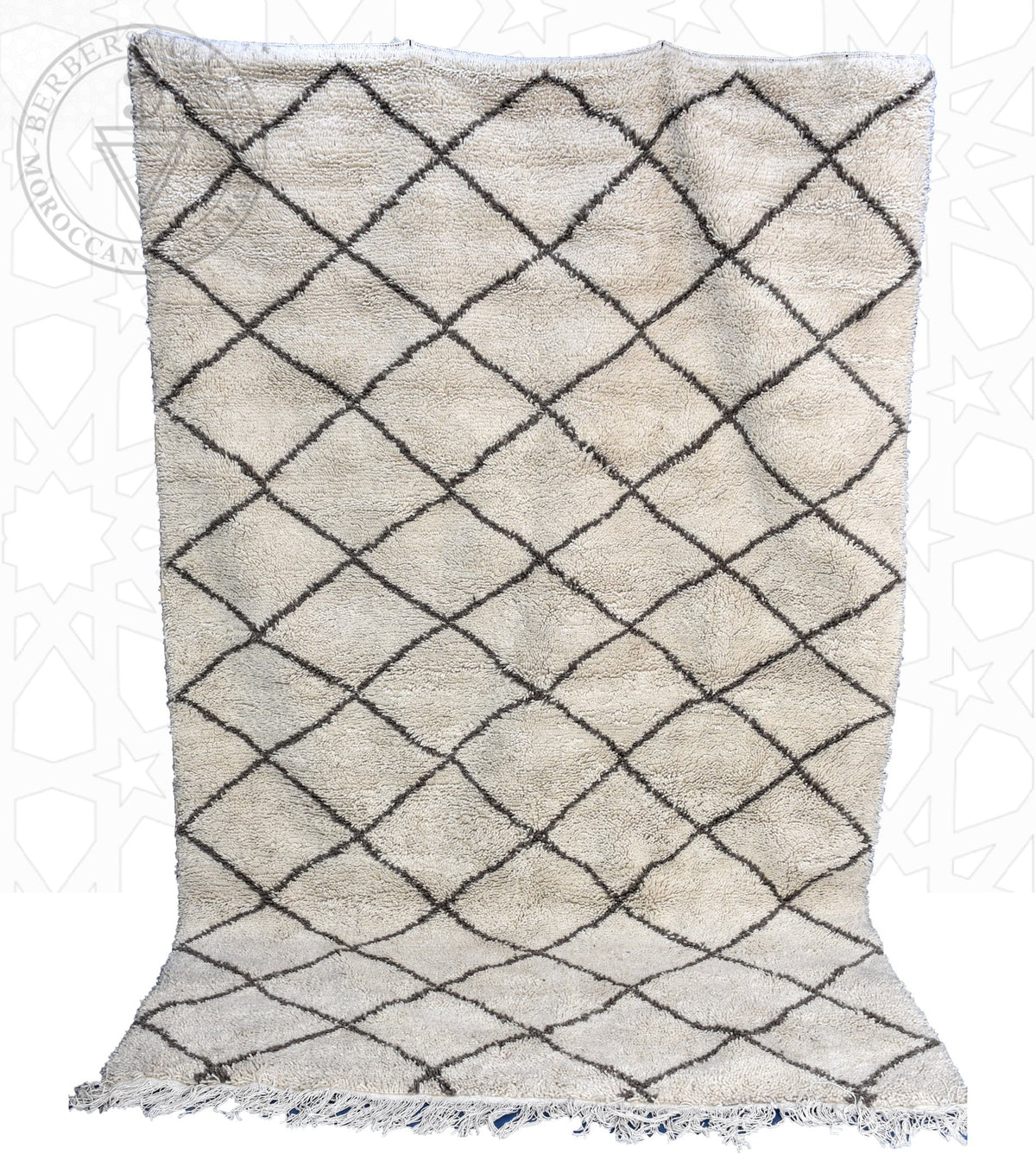 Beni ourain shag Moroccan rug - 6.6 x 10.2 ft / 200 x 310 cm - Berbers Market