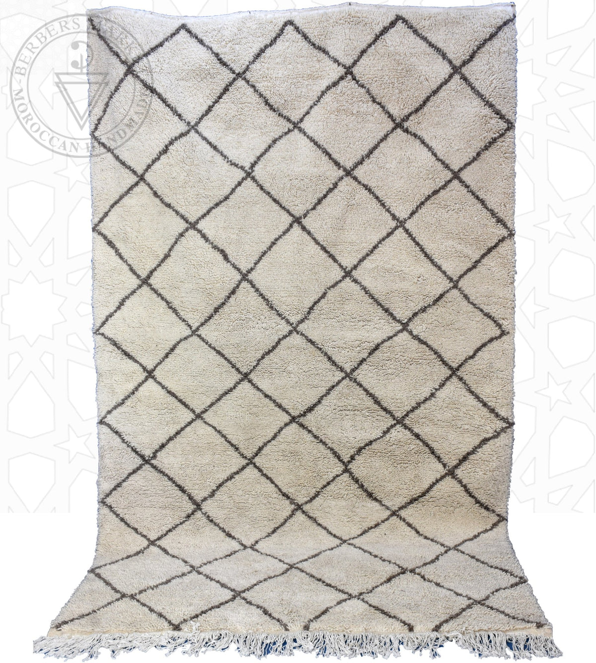 Beni ourain shag Moroccan rug - 6.6 x 10.34 ft / 200 x 315 cm - Berbers Market