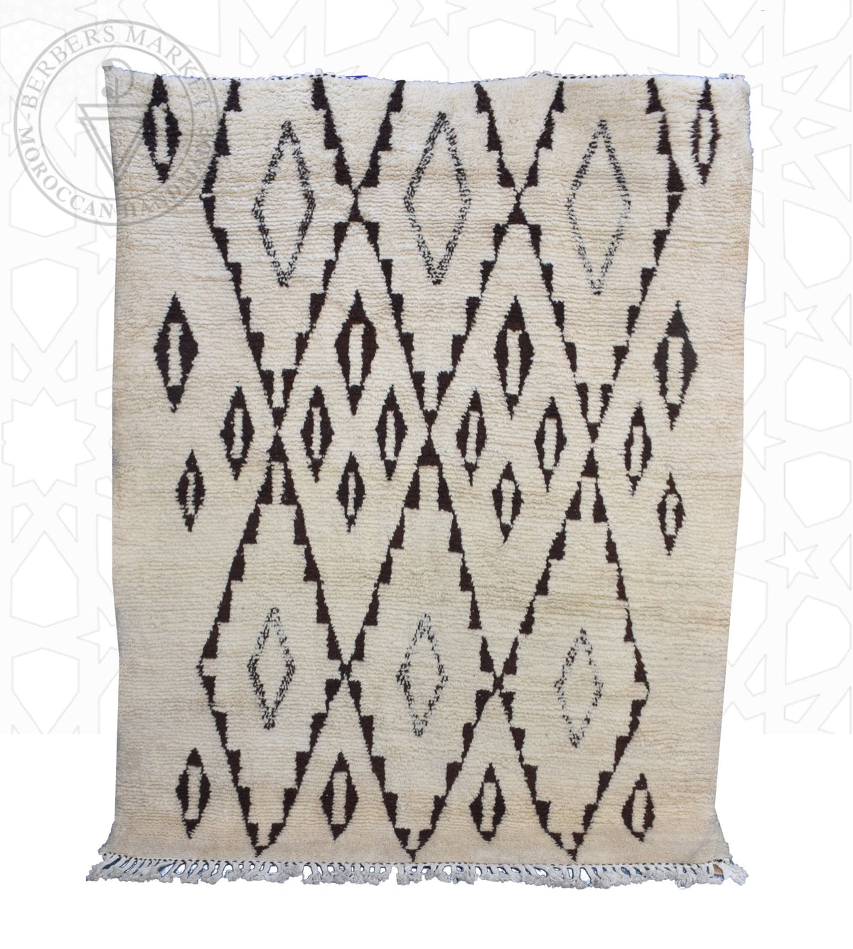 Beni ourain shag Moroccan rug - 6.6 x 8.55 ft / 200 x 260 cm - Berbers Market