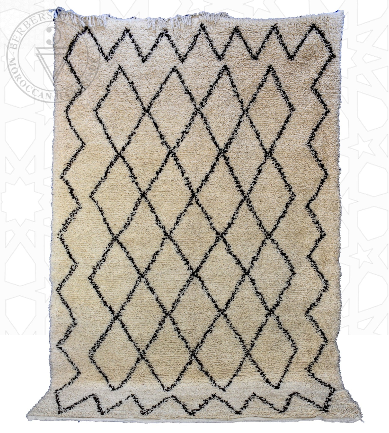 Beni ourain shag Moroccan rug - 6.6 x 9.05 ft / 200 x 275 cm - Berbers Market