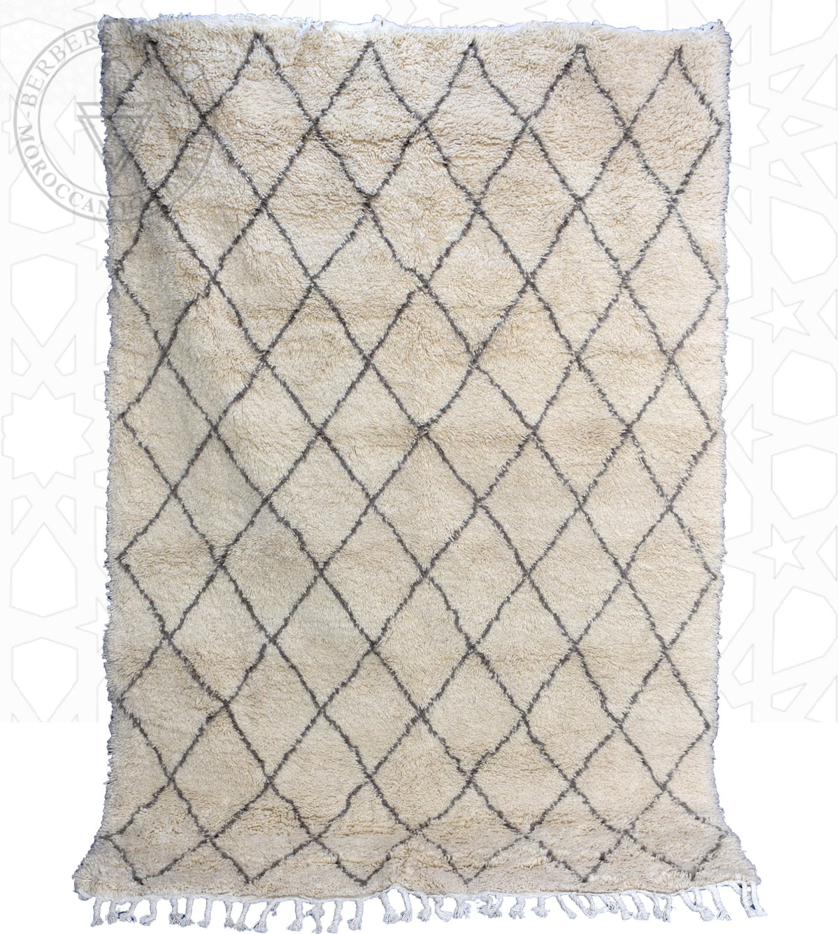 Beni ourain shag Moroccan rug - 6.6 x 9.2 ft / 200 x 280 cm - Berbers Market