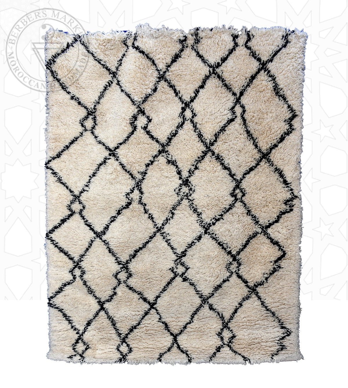 Beni ourain shag Moroccan rug - 6.6 x 9.2 ft / 200 x 280 cm - Berbers Market