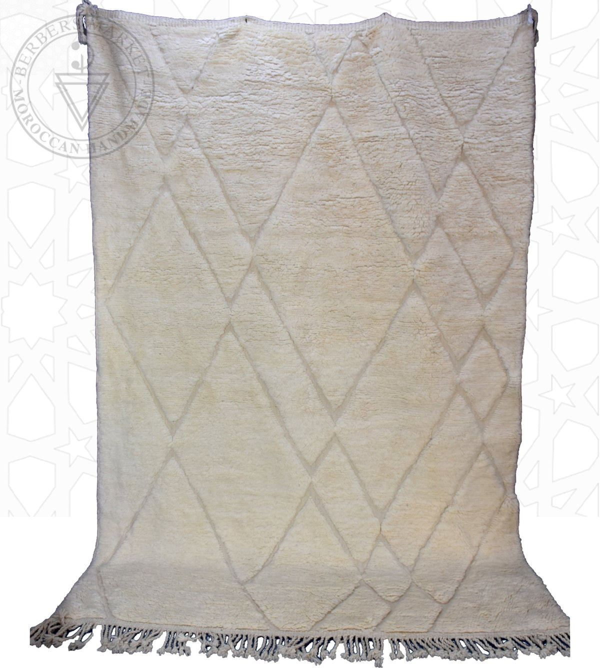 Beni ourain shag Moroccan rug - 6.6 x 9.6 ft / 200 x 290 cm - Berbers Market