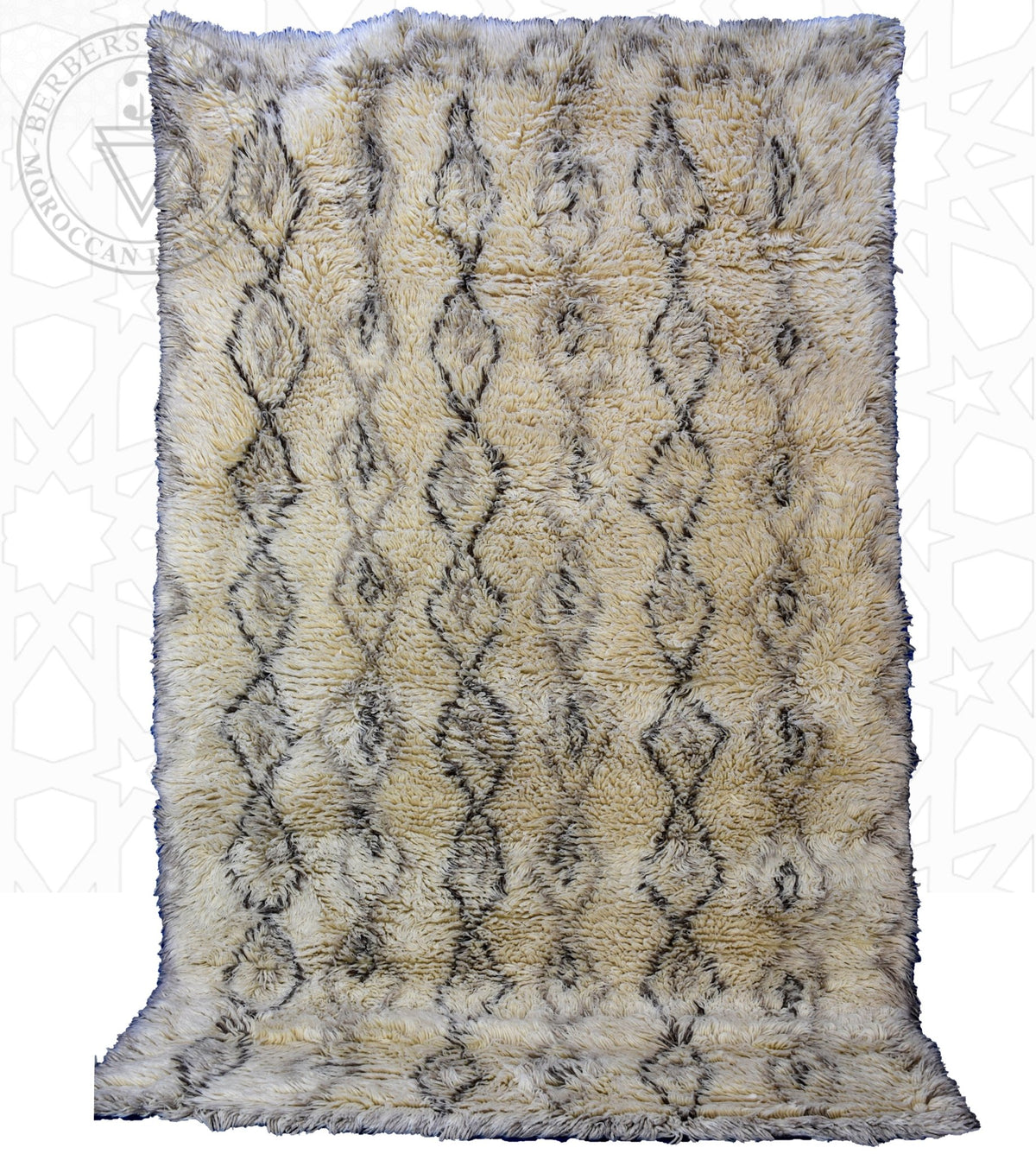 Beni ourain shag Moroccan rug - 6.6 x 9.6 ft / 200 x 290 cm - Berbers Market