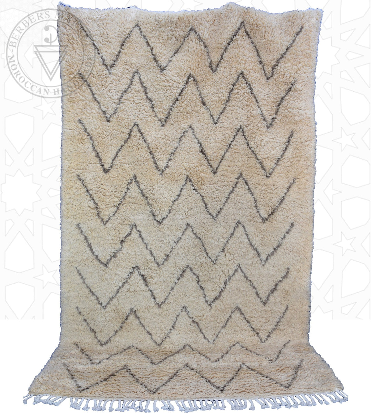 Beni ourain shag Moroccan rug - 6.7 x 9.9 ft / 200 x 300 cm - Berbers Market