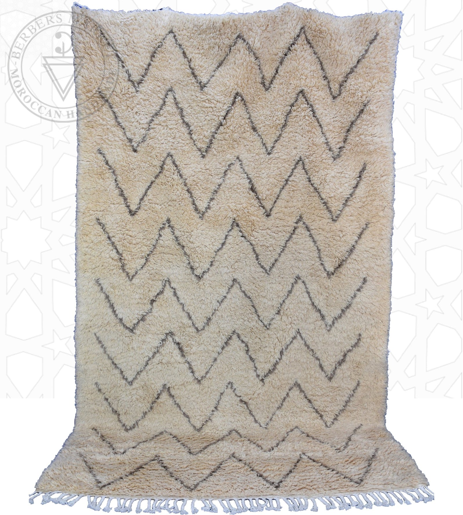 Beni ourain shag Moroccan rug - 6.7 x 9.9 ft / 200 x 300 cm - Berbers Market