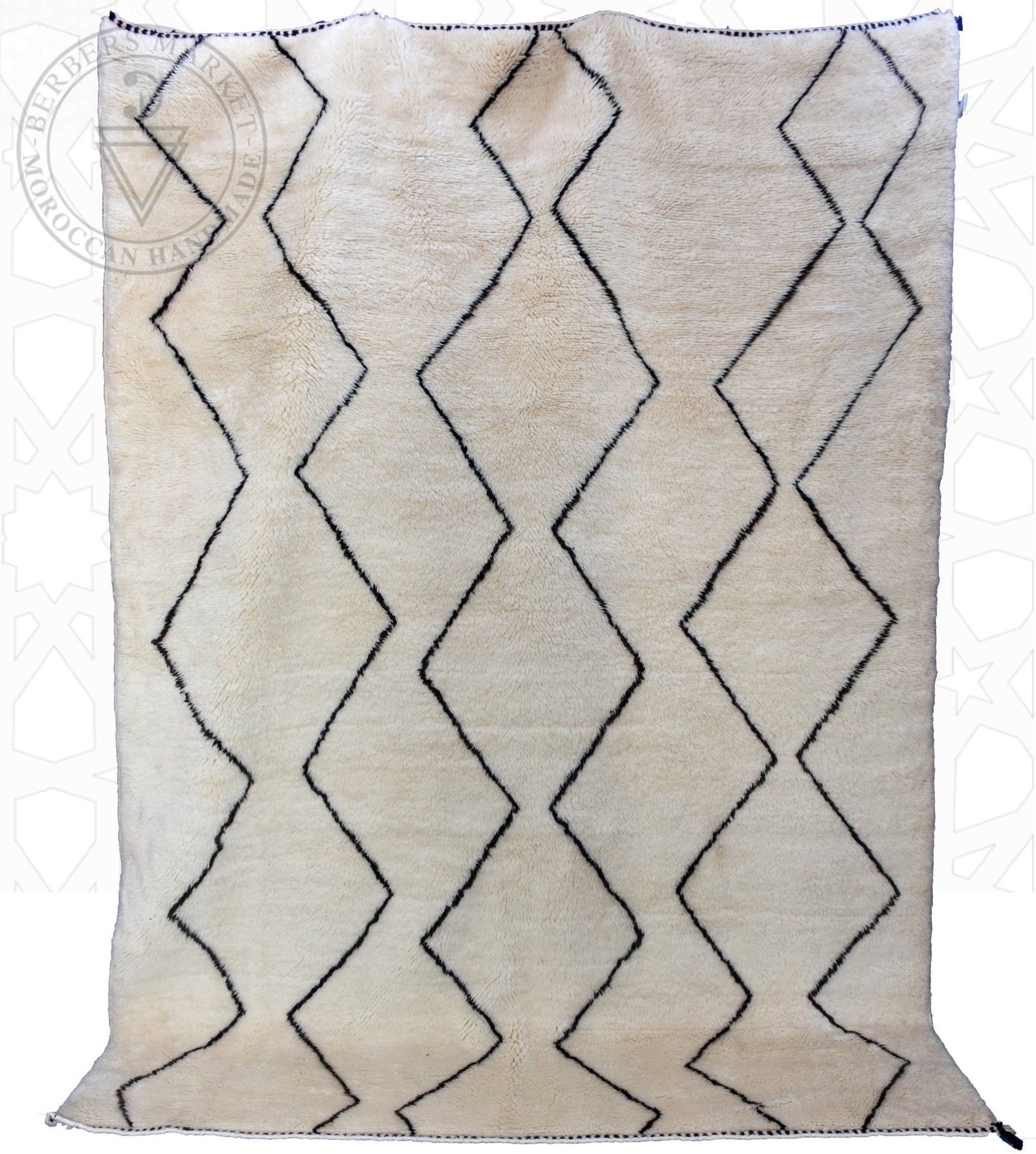 Beni ourain shag Moroccan rug - 6.75 x 9.36 ft / 205 x 285 cm - Berbers Market