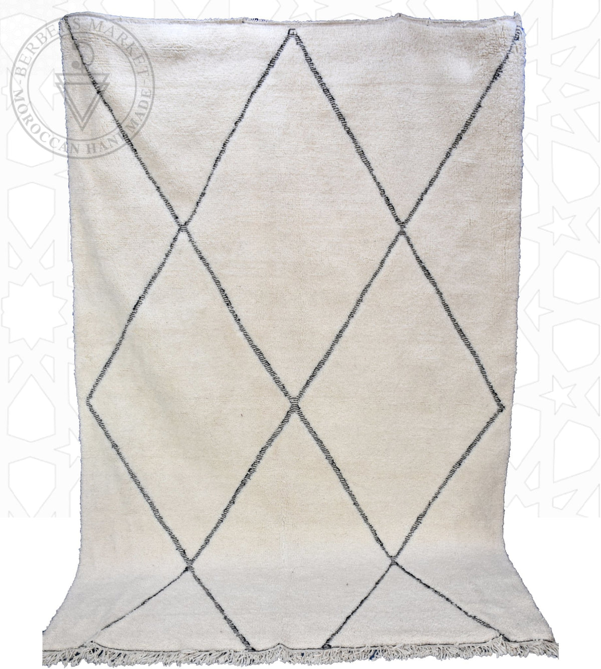 Beni ourain shag Moroccan rug - 6.8 x 10 ft / 205 x 305 cm - Berbers Market