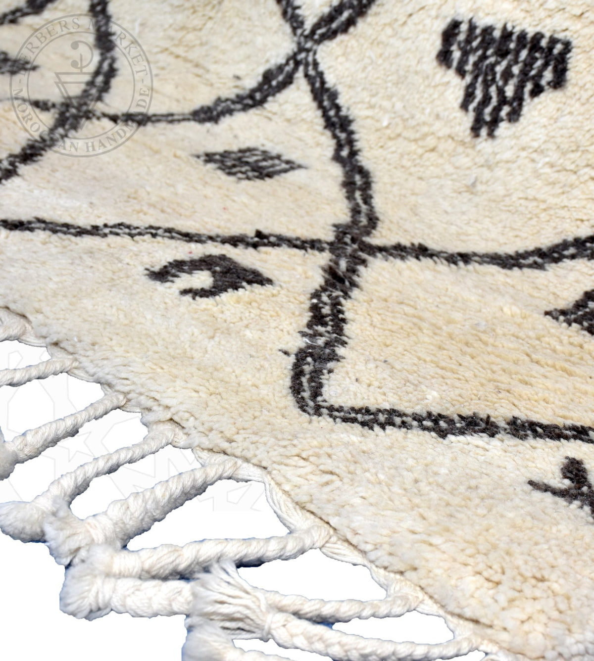 Beni ourain shag Moroccan rug - 6.9 x 9.5 ft / 210 x 290 cm - Berbers Market