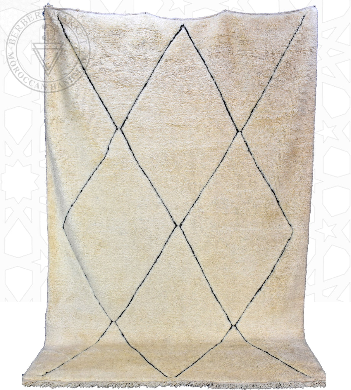 Beni ourain shag Moroccan rug - 6.9 x 9.6 ft / 210 x 290 cm - Berbers Market