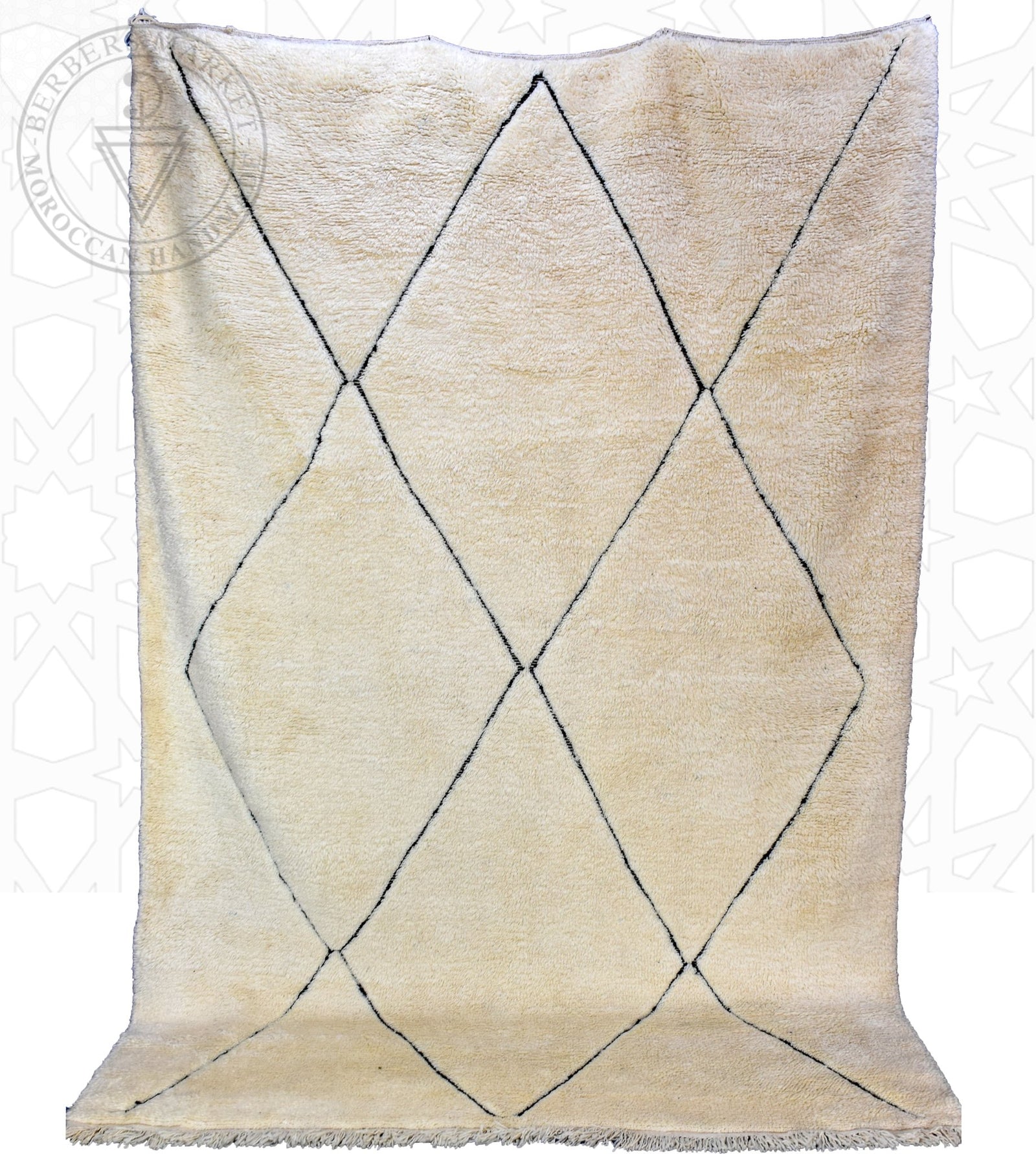 Beni ourain shag Moroccan rug - 6.9 x 9.6 ft / 210 x 290 cm - Berbers Market