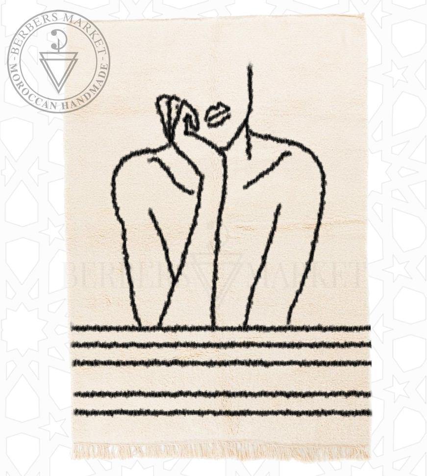 Beni ourain x Line art Moroccan rug (Exclusive) - Berbers Market