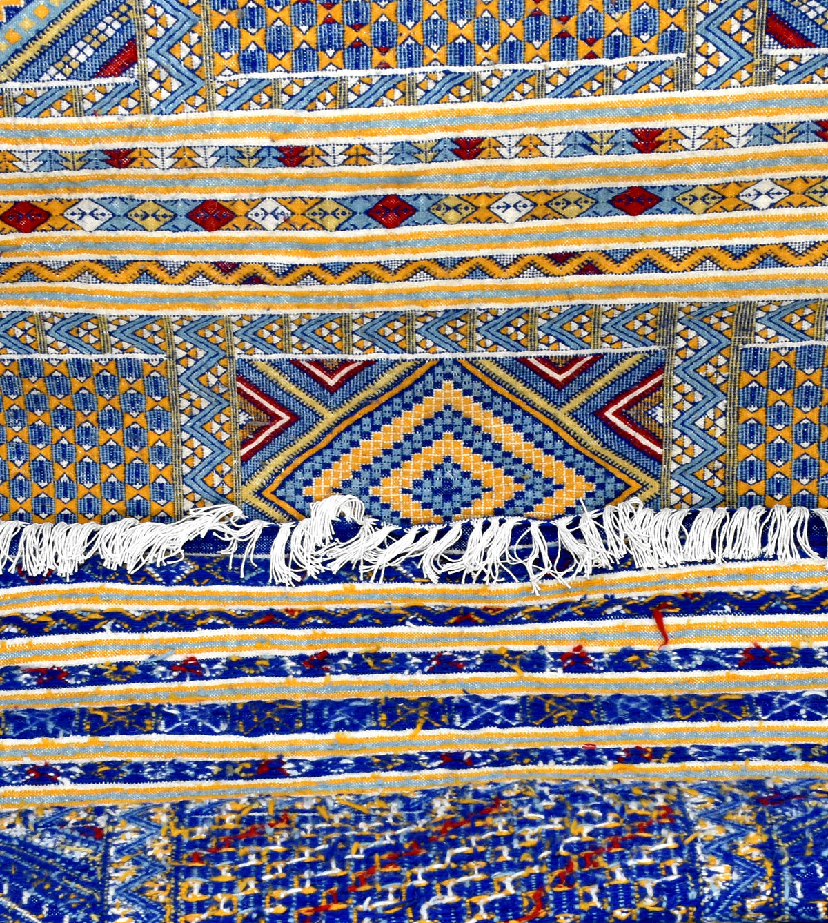 Flatweave kilim hanbal Blue Moroccan rug - 5.91 x 7.55 ft / 180 x 230 cm