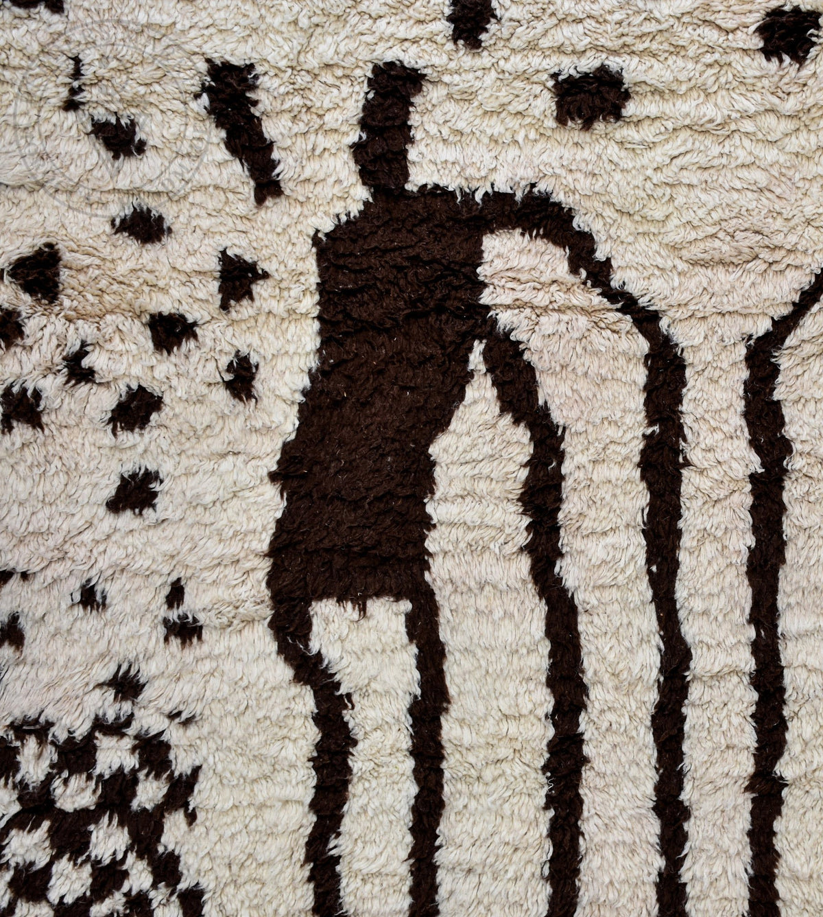 Black and white Abstract Beni ourain shag Moroccan rug - 6.7 x 9.9 ft / 200 x 300 cm - Berbers Market