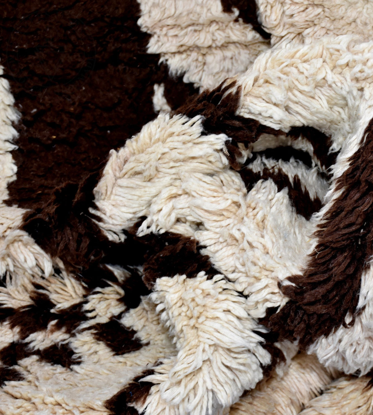 Black and white Abstract Beni ourain shag Moroccan rug - 6.7 x 9.9 ft / 200 x 300 cm - Berbers Market