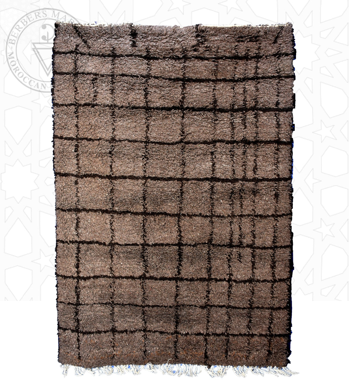 Brown Beni ourain Moroccan rug - 5.4 x 7.9 ft / 165 x 240 cm - Berbers Market