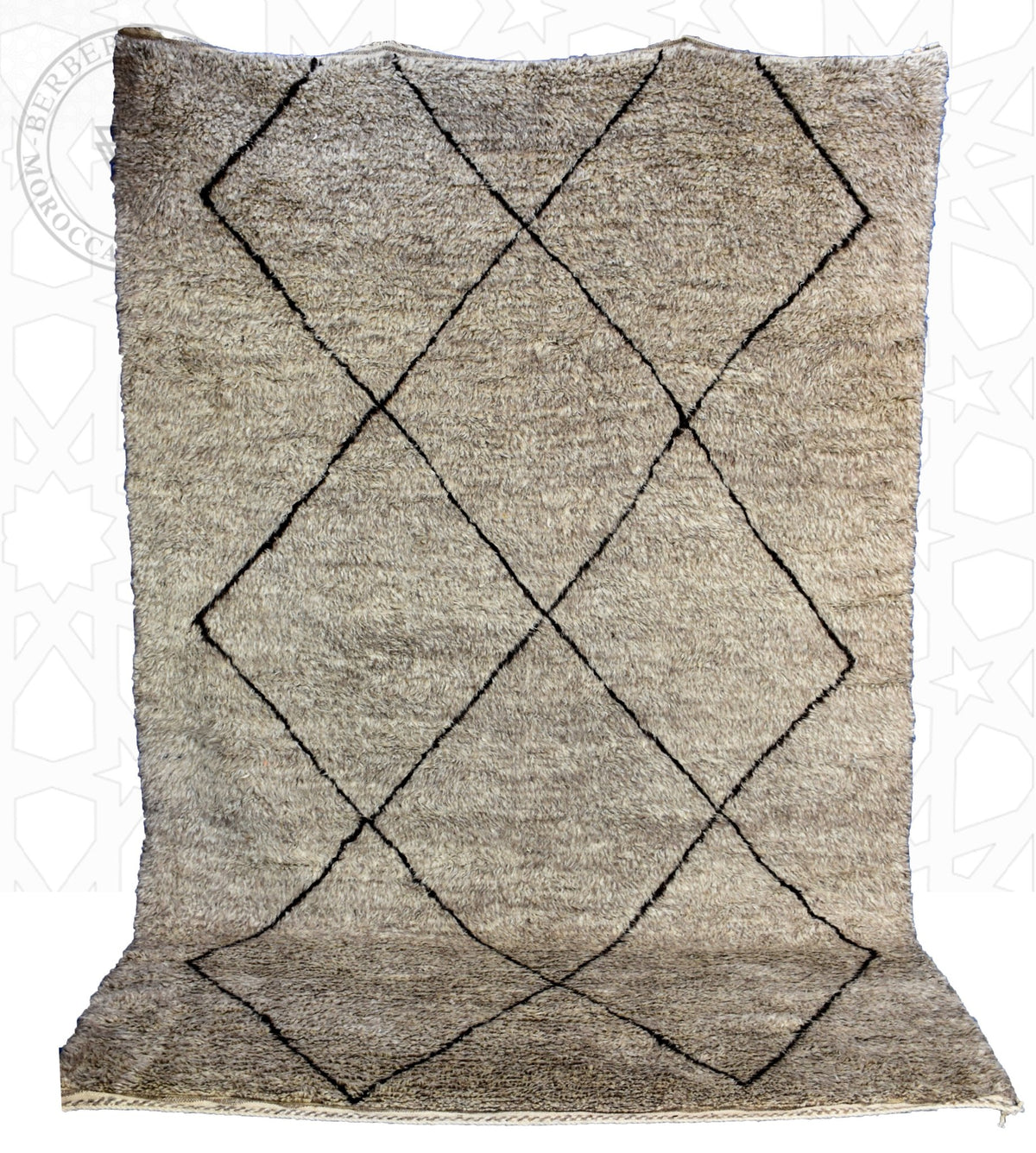 Brown Beni ourain shag Moroccan rug - 7.1 x 10.2 ft / 215 x 310 cm - Berbers Market