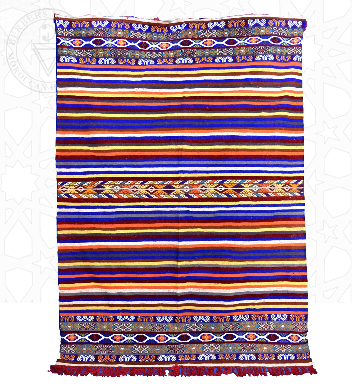 Colorful flatweave kilim hanbal Moroccan rug - 5.91 x 8.21 ft / 180 x 250 cm - Berbers Market