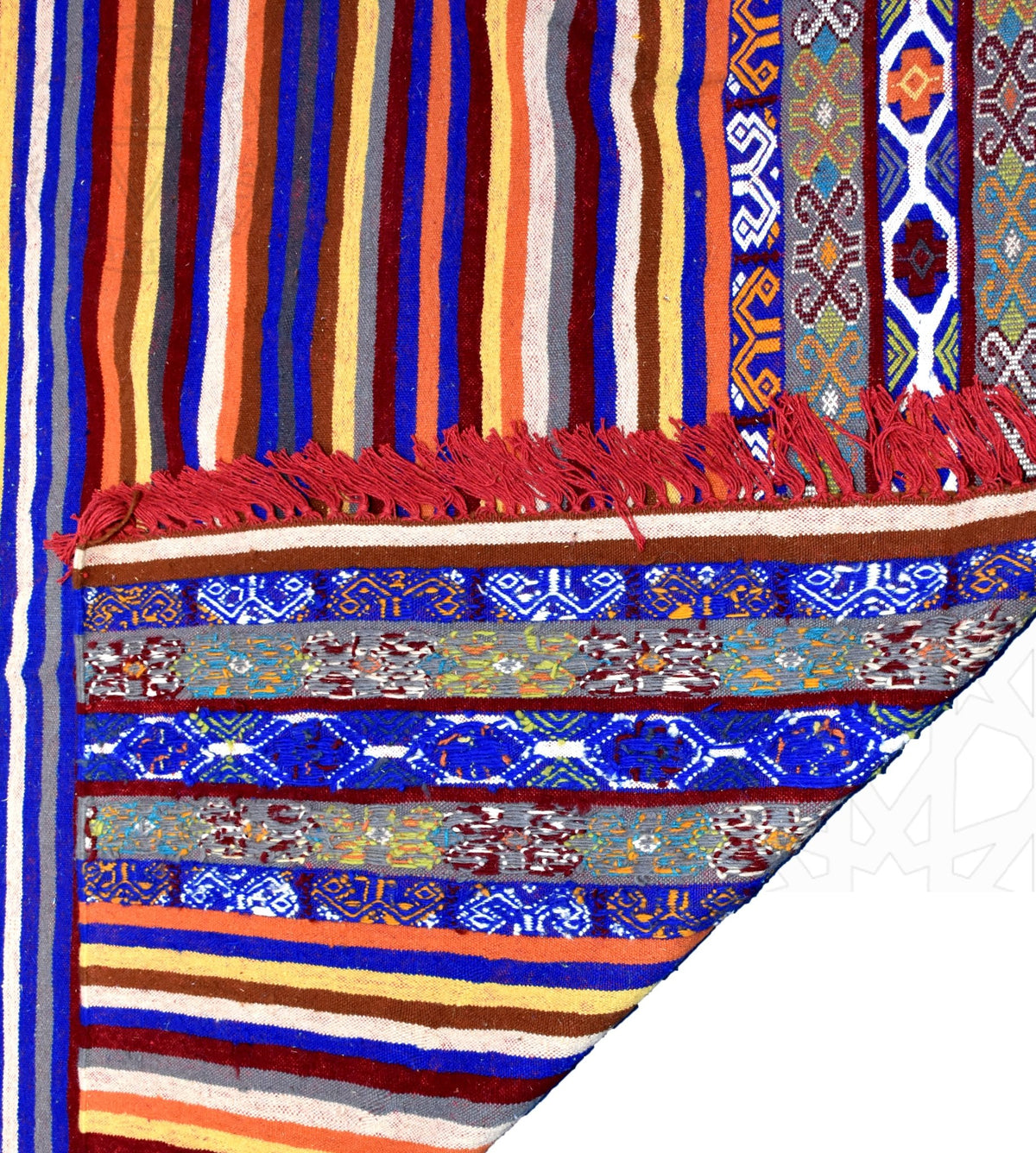 Colorful flatweave kilim hanbal Moroccan rug - 5.91 x 8.21 ft / 180 x 250 cm - Berbers Market