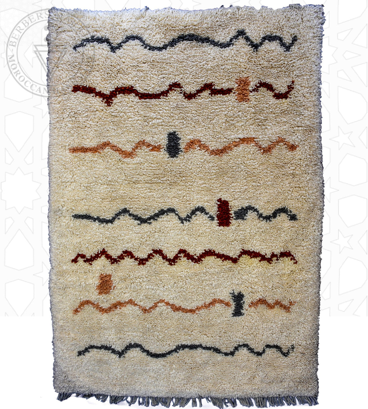 Colorful zigzag Beni ourain Moroccan rug - 5.2 x 7.9 ft / 160 x 240 cm - Berbers Market