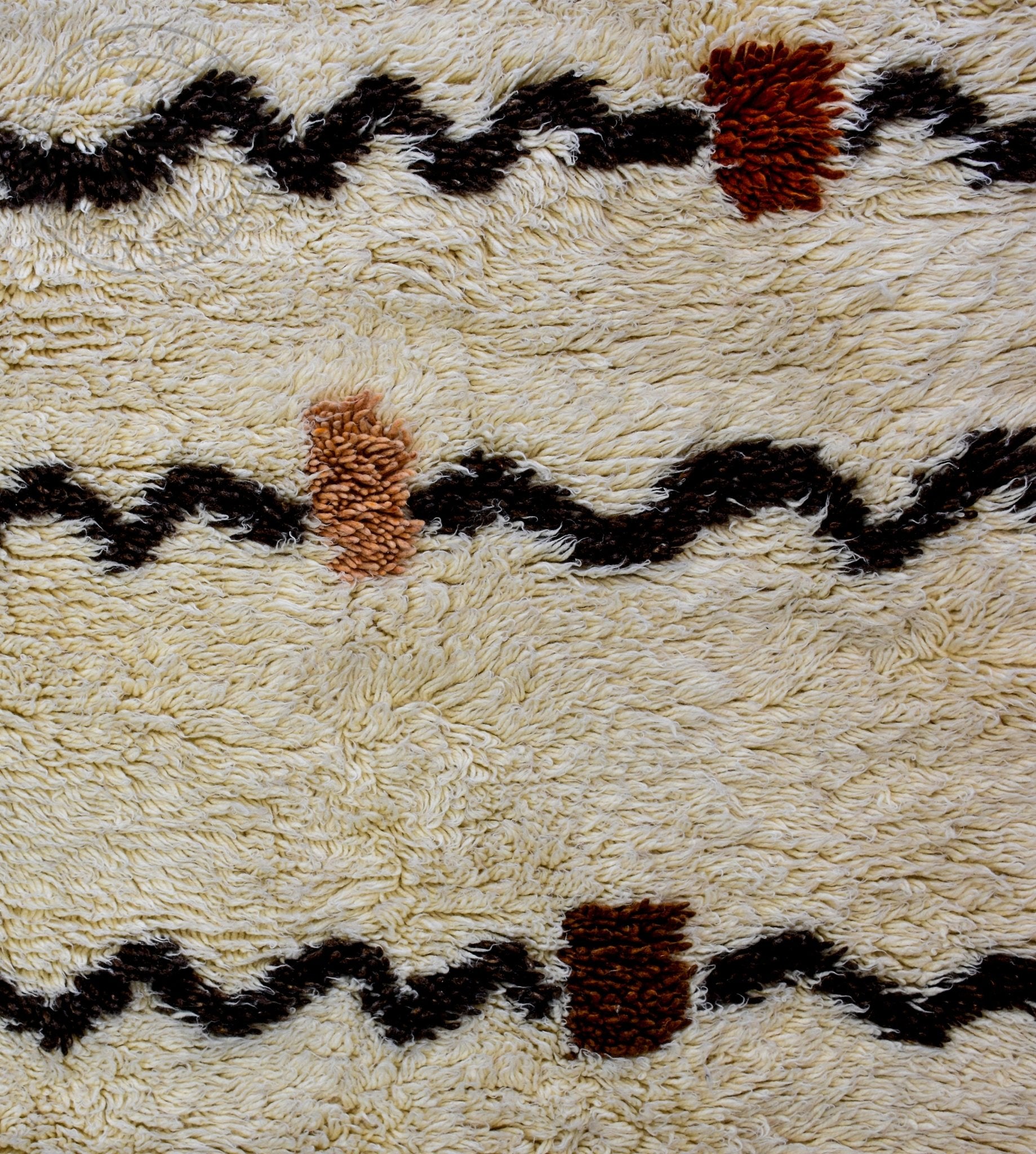 Colorful zigzag Beni ourain shag Moroccan rug - 6.3 x 9.5 ft / 190 x 290 cm - Berbers Market