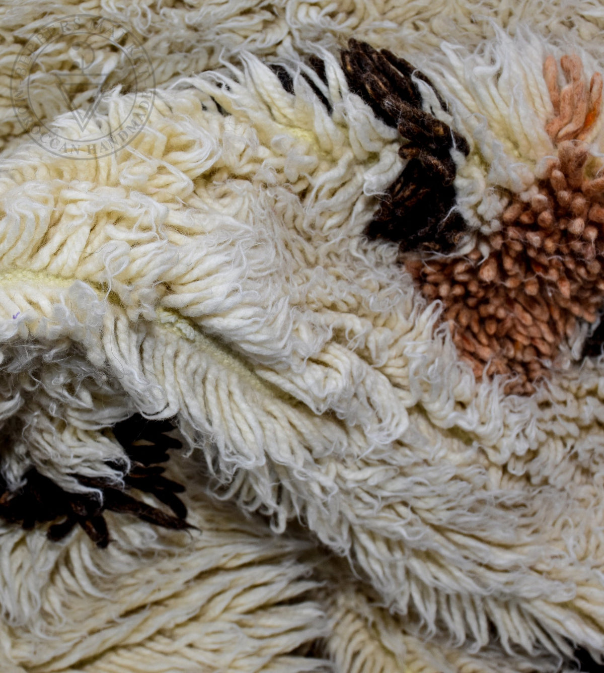 Colorful zigzag Beni ourain shag Moroccan rug - 6.3 x 9.5 ft / 190 x 290 cm - Berbers Market