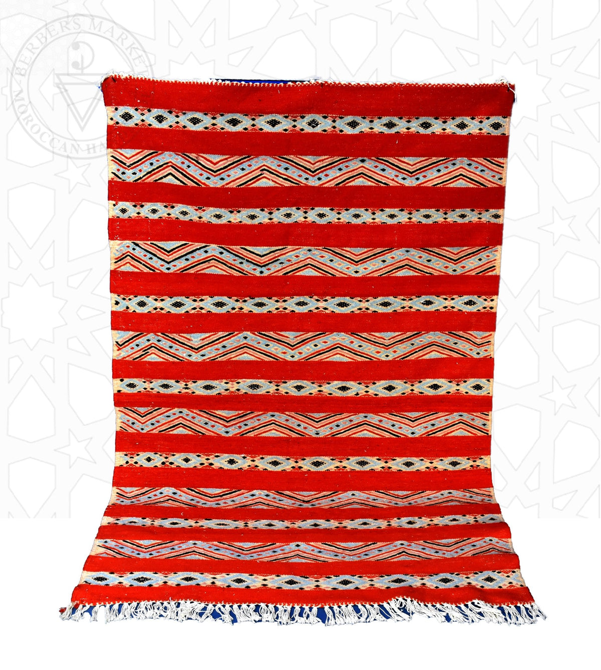 Flatweave kilim hanbal Moroccan rug - 3.78 x 5.91 ft / 115 x 180 cm - Berbers Market