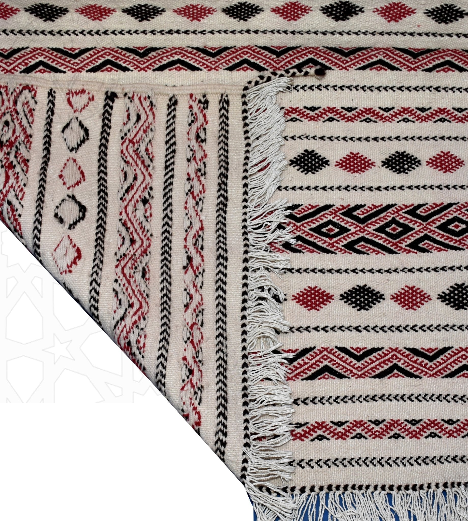 Flatweave kilim hanbal Moroccan rug - 3.78 x 5.91 ft / 115 x 180 cm - Berbers Market