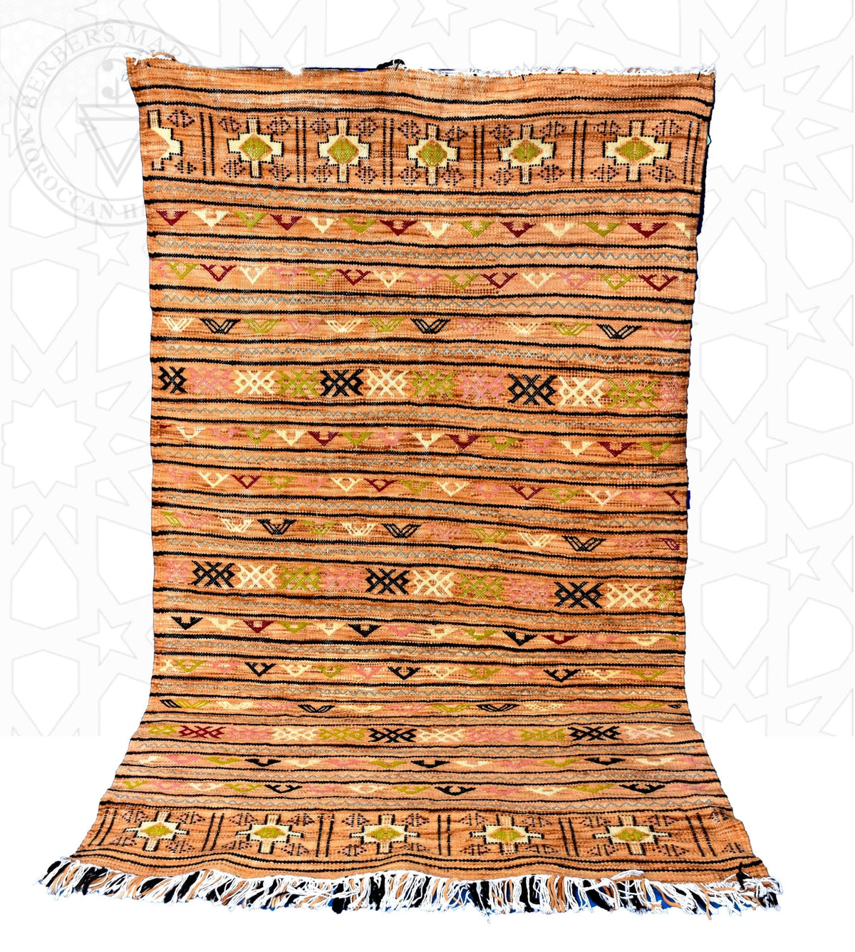 Flatweave kilim hanbal Moroccan rug - 3.8 x 6.1 ft / 115 x 185 cm - Berbers Market