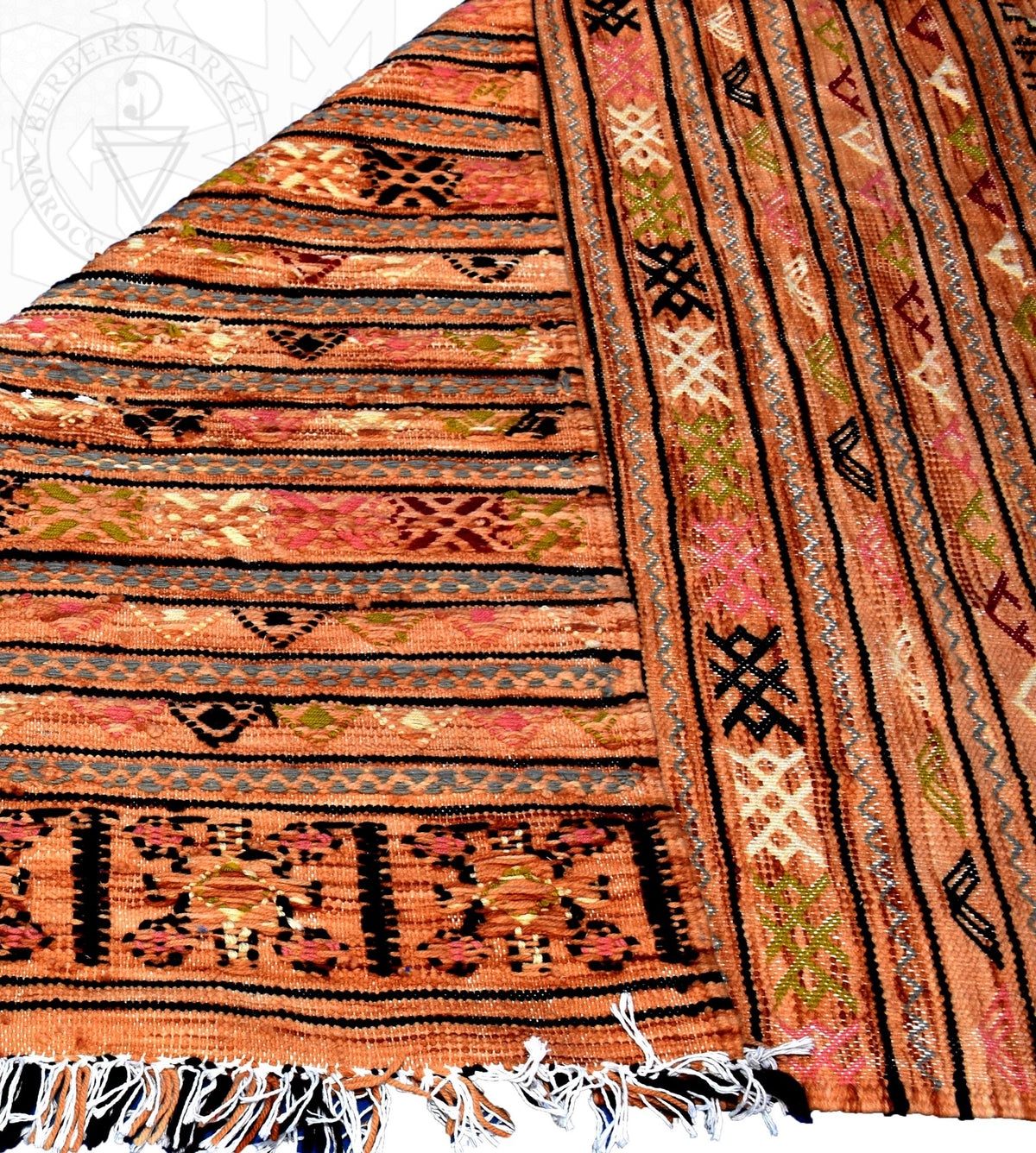 Flatweave kilim hanbal Moroccan rug - 3.8 x 6.1 ft / 115 x 185 cm - Berbers Market