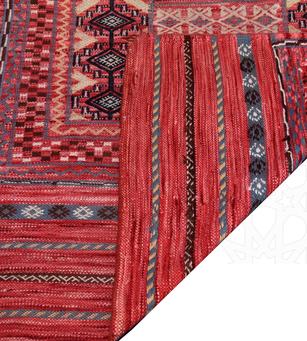 Flatweave kilim hanbal Moroccan rug - 3.8 x 7.22 ft / 115 x 220 cm - Berbers Market